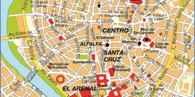 Sevilla ya hispania ramani ya vivutio vya utalii