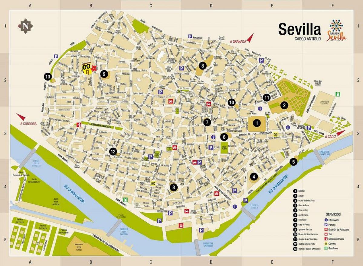 Sevilla kwenye ramani